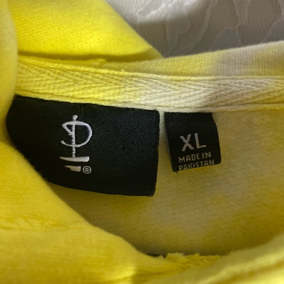 Pink Floyd Tie-Dye Cropped Crewneck Hoodie in Yellow, Pink & Blue - Picture 3 of 5